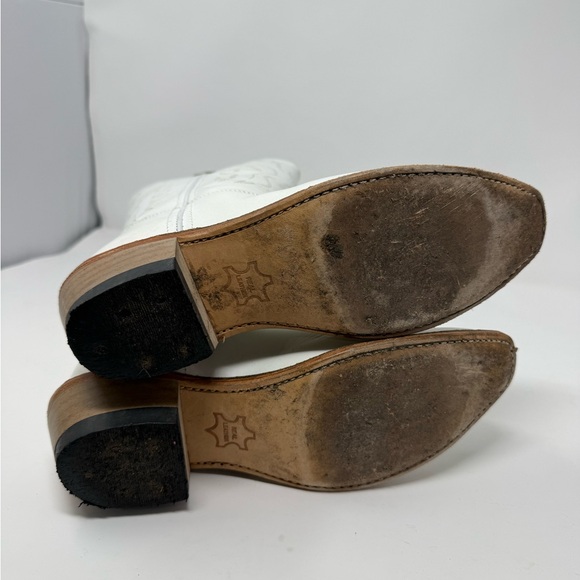 Old West Cream Leather Cowboy Boots Sz 4.5 (OFJXQP) - Picture 6 of 6